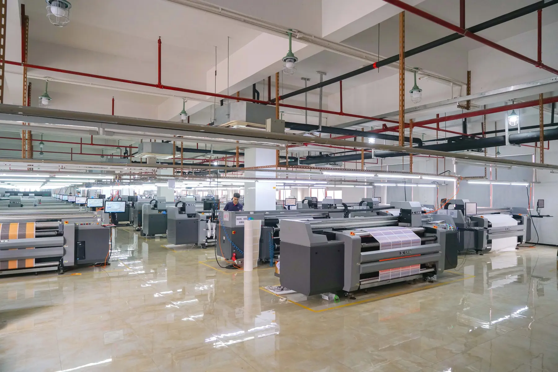 Real LANYVO lanyard digital printing equipment in the production workshop