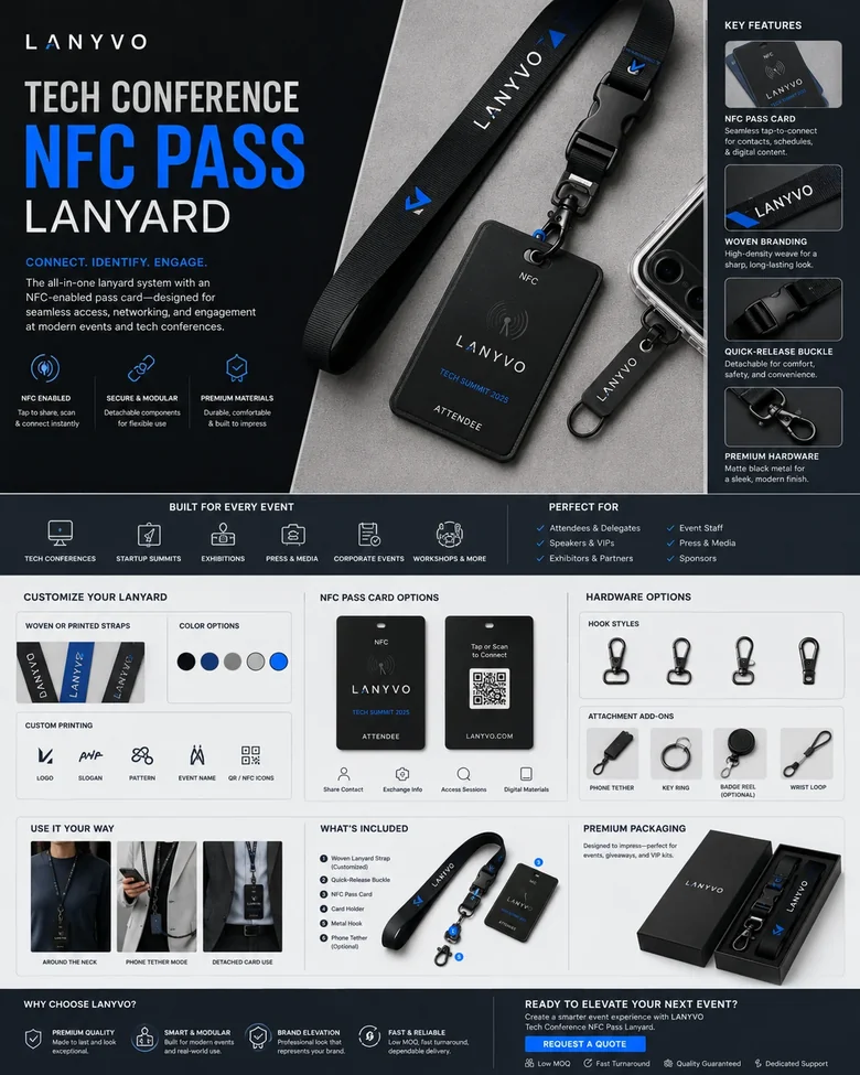 Tech Conference NFC Pass Lanyard product board