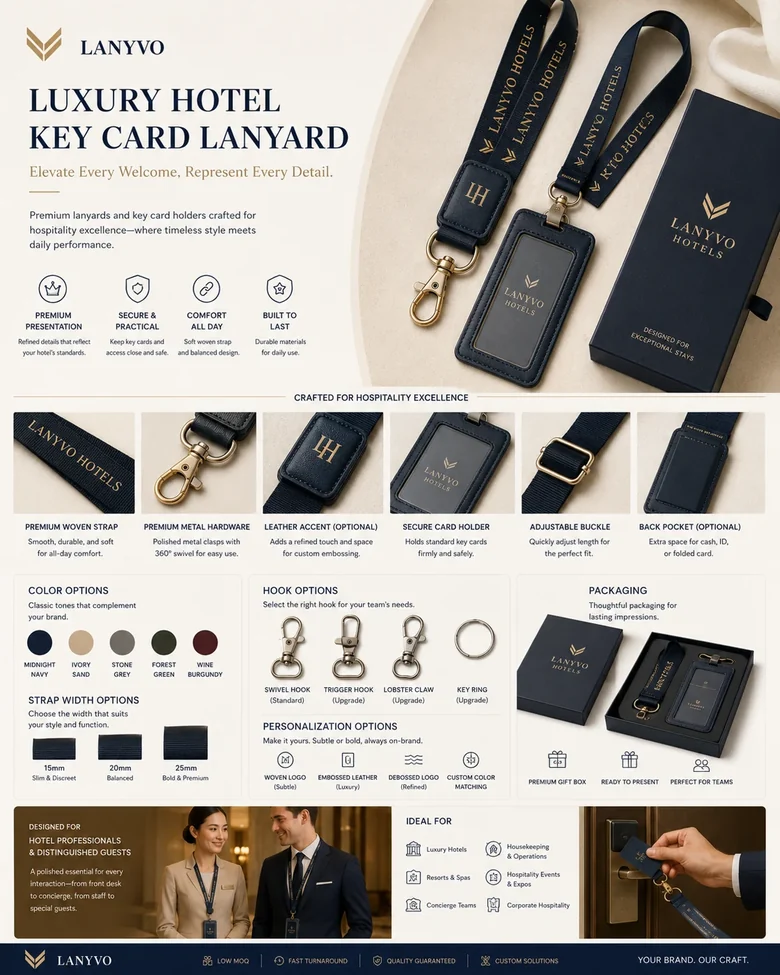 Luxury Hotel Key Card Lanyard product board