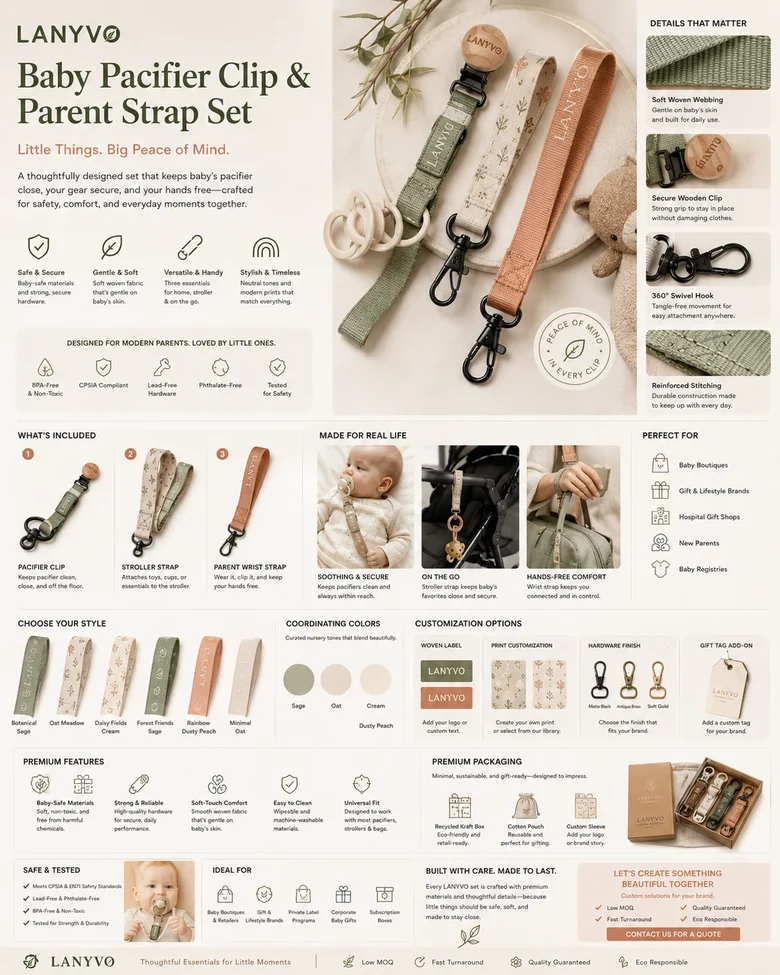 Baby Pacifier Clip & Parent Strap Set product board