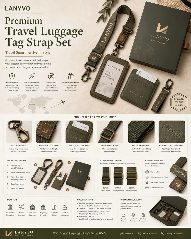 Premium Travel Luggage Tag Strap Set product board