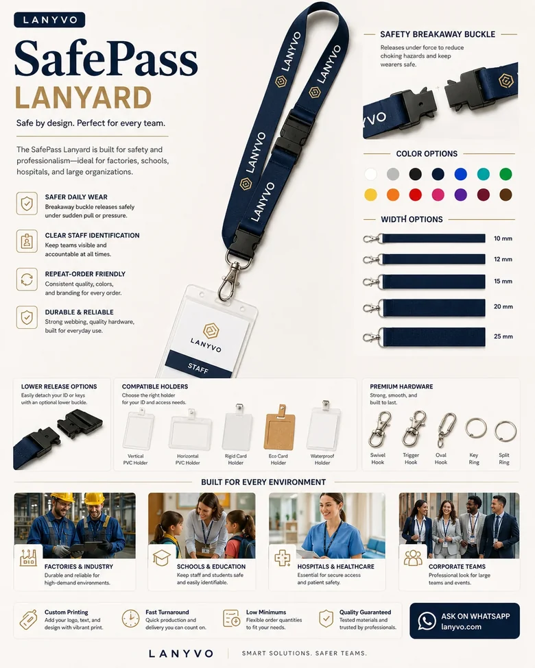 SafePass Staff Lanyard product board