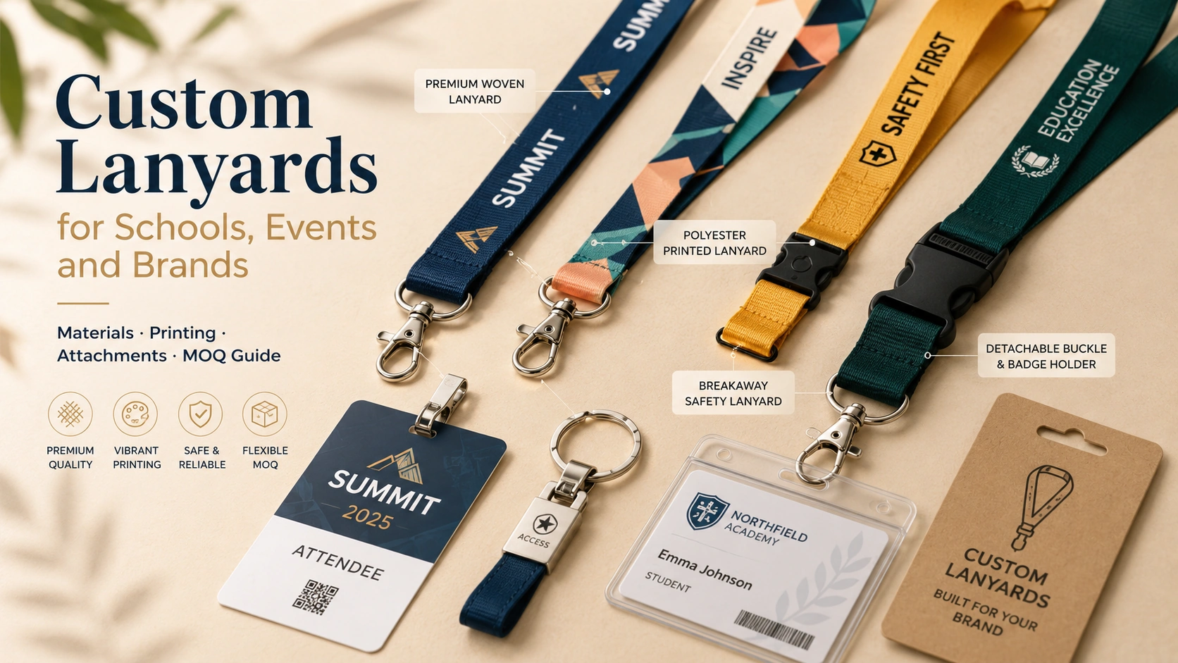 Custom Lanyards for Schools, Events and Brands: Materials, Printing, Attachments and MOQ Guide